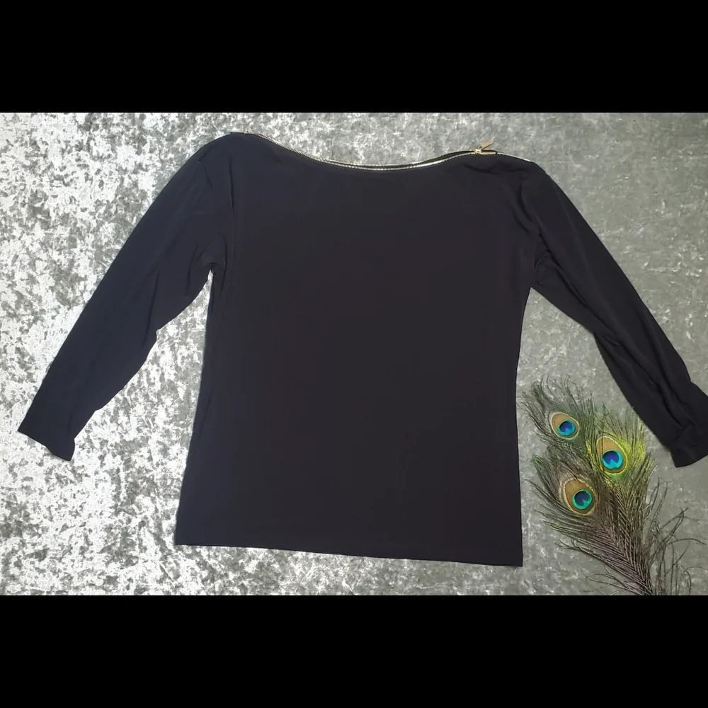 Ivanka Trump Shoulder Zipper Black Blouse